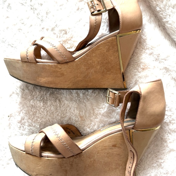 DIANE von FURSTENBERG ALARA Natural Leather Designer Platform Sandal Size 8 - Picture 2 of 15